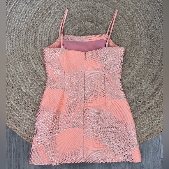 The Bar Logan Metallic Mini Dress in Peach - Picture 7 of 11